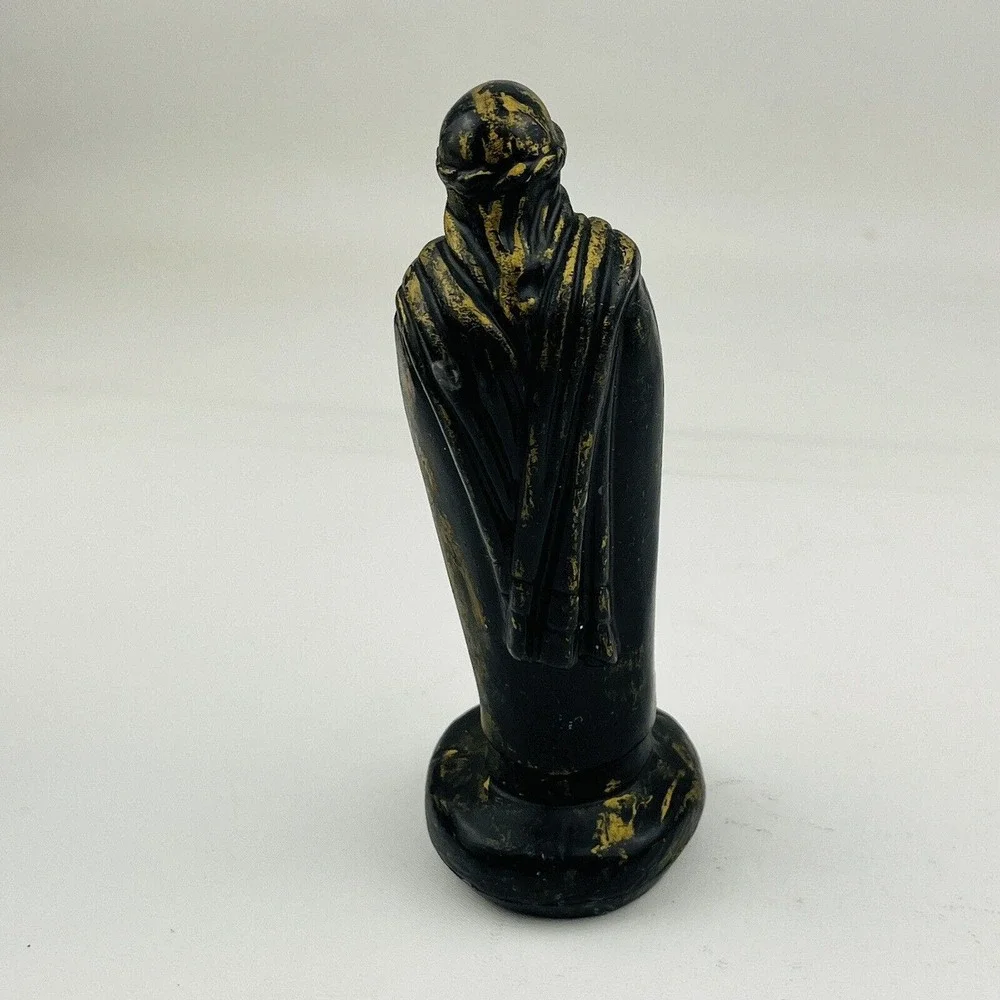 Vtg Three Wisemen Wax Figurines Black‎ with Gold Paint Christmas Nativity Kings